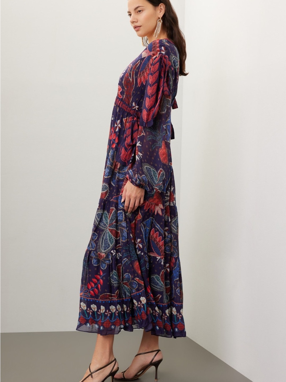 FARM Rio Deep Purple Floral Maxi Dress with Red & Blue Accents - Picture 3 of 9